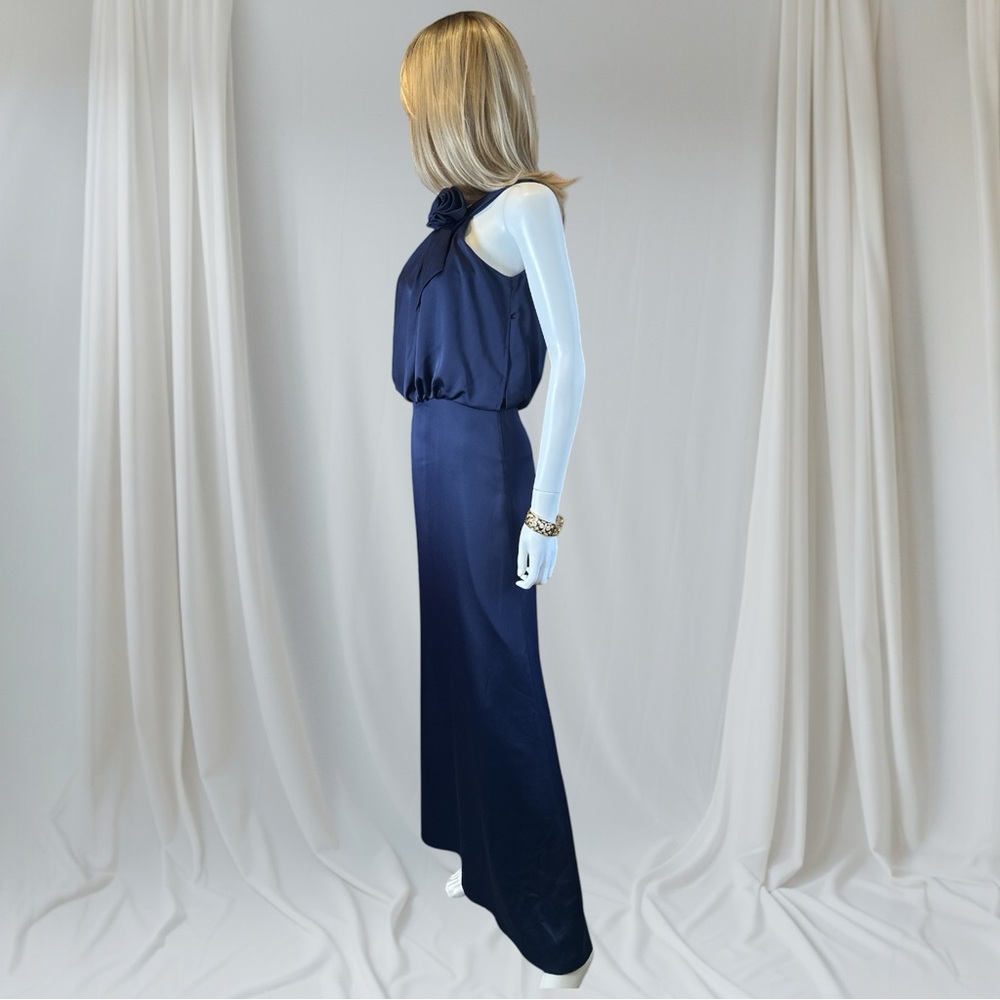 Max & Cleo Blue Halter Cocktail Gown - Picture 3 of 9
